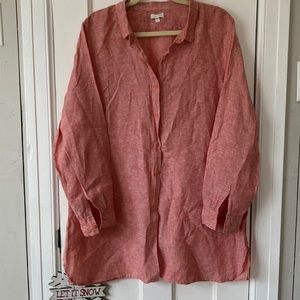 Garnet Hill Linen Tunic length shirt in Red Heather
